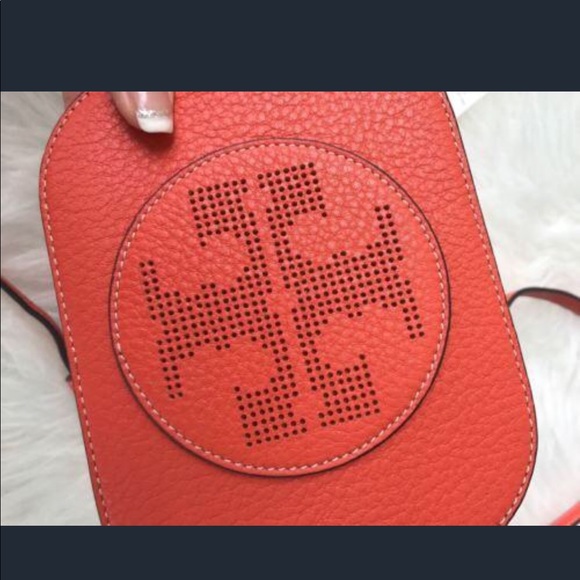 NWT Tory Burch Perforated Small Crossbody Orange - Picture 2 of 8